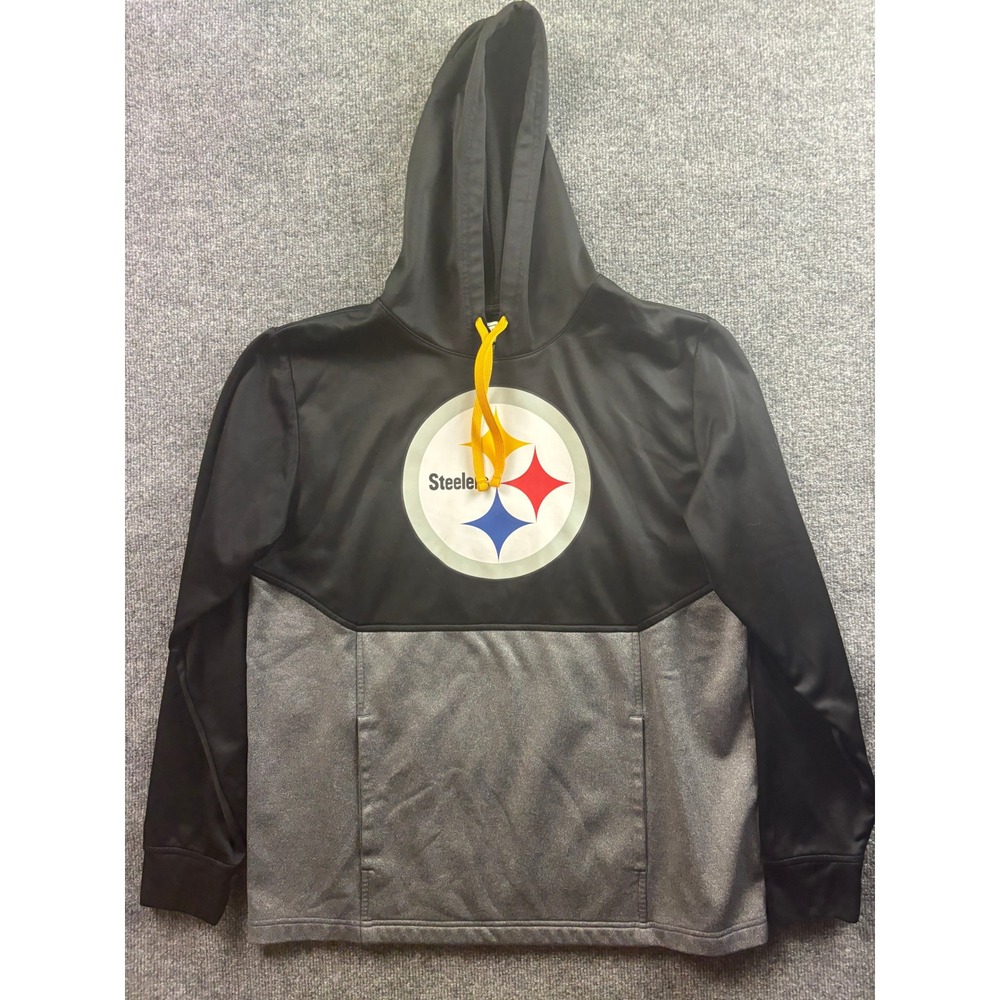 Fanatics Pittsburgh Steelers Hoodie Mens Large‎ Black Gray NFL Sweatshirt